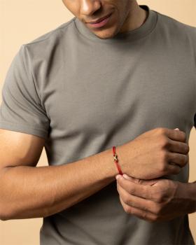 1,5 mm rotes Nylonarmband mit einem Titan-Unendlichkeitszeichen - Infinity Red Gold